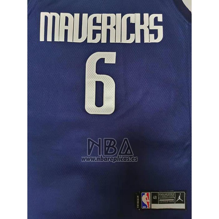 Camiseta Doncic Mavericks Kristaps Porzingis NO 6 Statement 2020-21 Azul